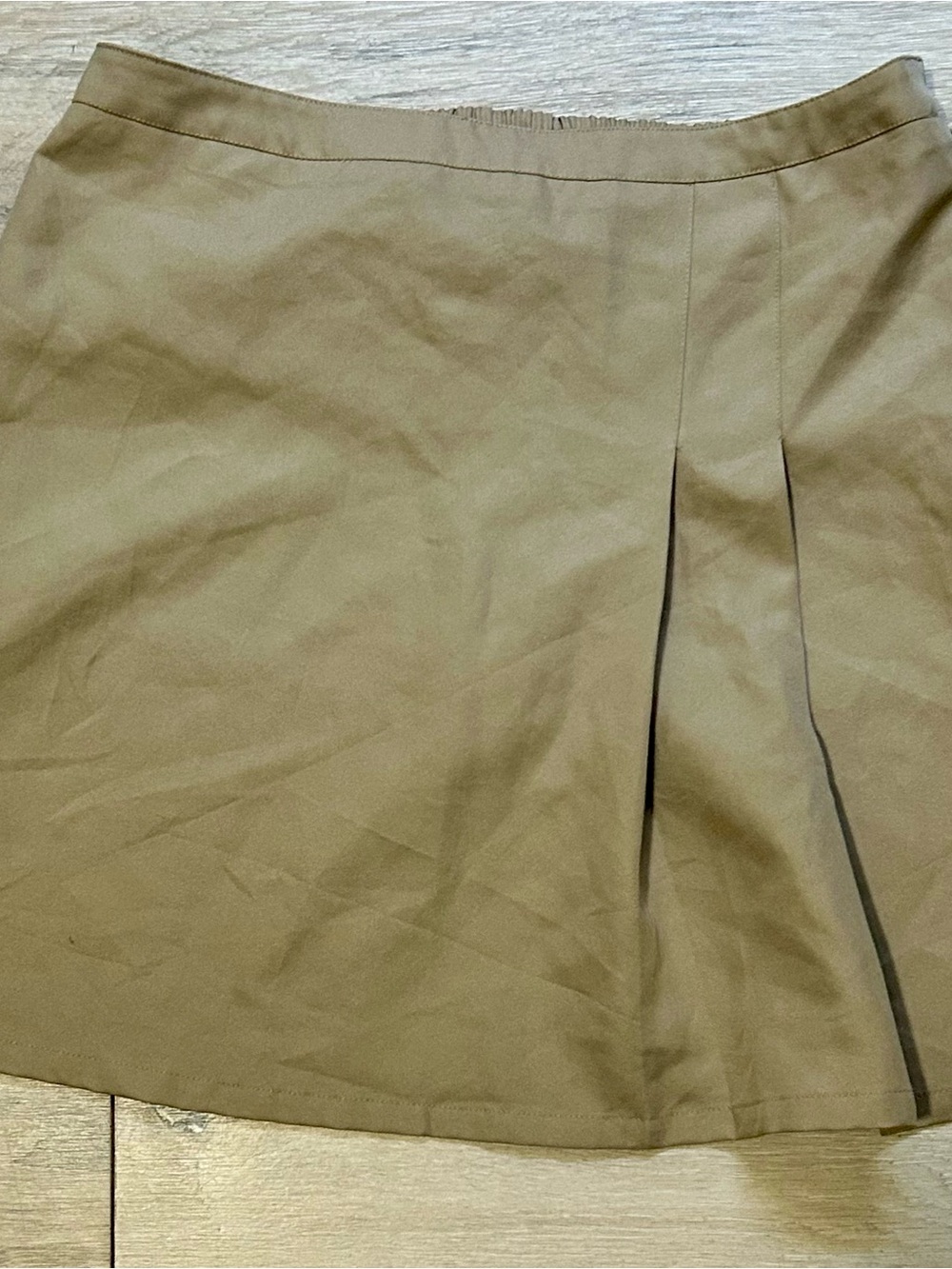 French Toast Tan Khaki Knife-Pleat Skort